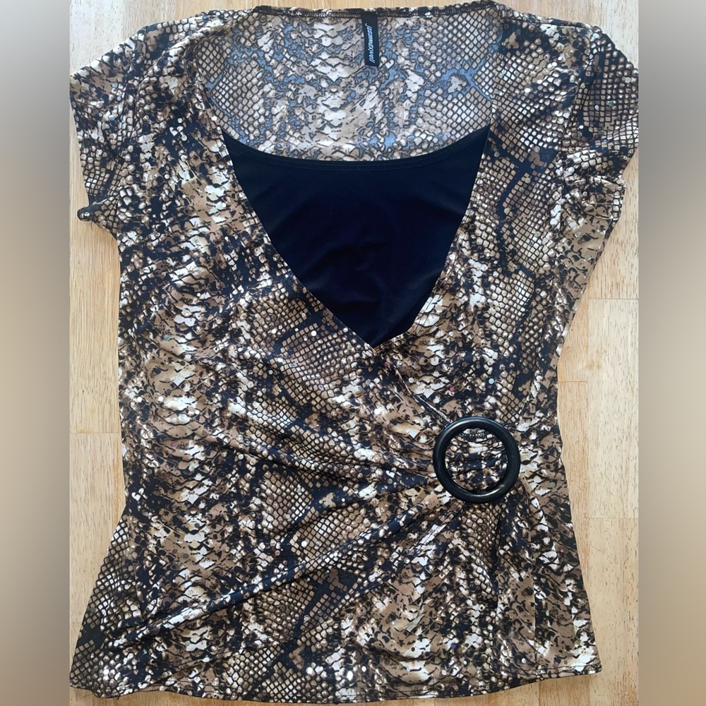 Y2K women’s Jason Maxwell Snake Print ruched top size medium